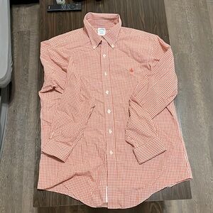 Mens L\S Orange Brooks Brothers Large Button Down Shirt